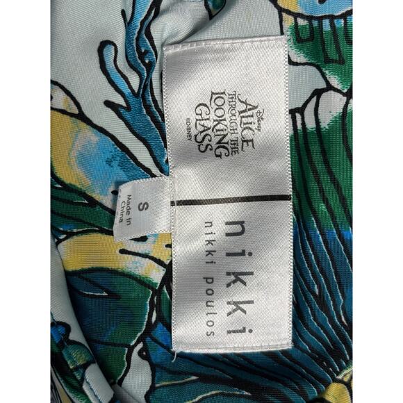 Nikki Poulos Disney Alice Through The Looking Glass Blouse Sz S Floral Sleeveles - Picture 3 of 7